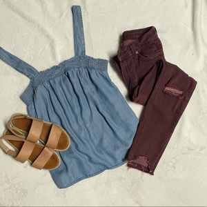 Chambray Tank, Wide Strap, Cute!